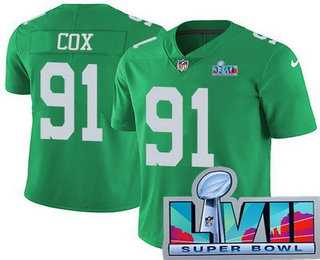Mens Philadelphia Eagles #91 Fletcher Cox Limited Green Rush Super Bowl LVII Vapor Jersey->philadelphia eagles->NFL Jersey